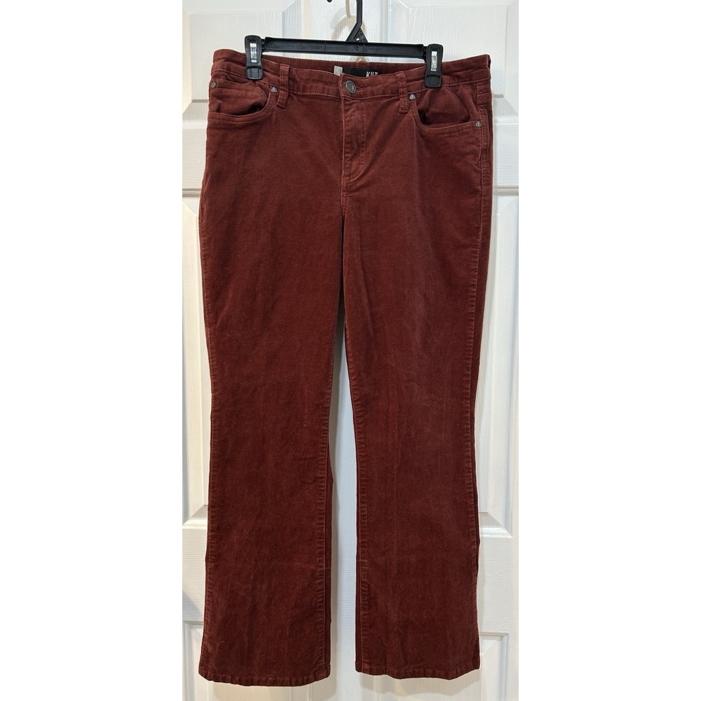 Kut From the Kloth Karen Baby Bootcut Pants Size 12 Burnt Red Orange Corduroy